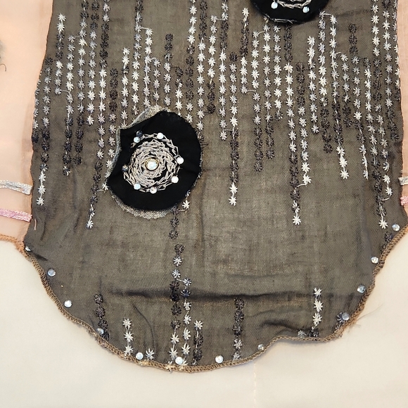 Manyus Fancy Embellished Pink & Gray Wrap/Scarf - Picture 5 of 9